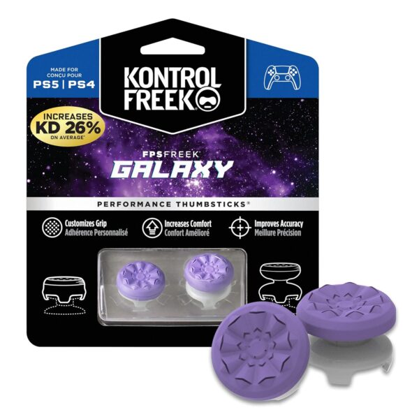 Galaxy Purple for PlayStation 4 (PS4) and PlayStation 5 (PS5) | Performance Thumbsticks | 1 High-Rise, 1 Mid-Rise | Purple