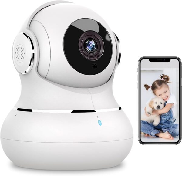 Home Security Camera for Pets/Dog with Phone App, Baby Camera with Motion Detection, 2.4G WiFi Camera with Night Vision & 2-Way Audio, Works with Alexa