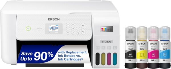 Epson EcoTank ET-2800 Wireless Color All-in-One Cartridge-Free Supertank Printer with Scan and Copy â€“ The Ideal Basic Home Printer - White, Medium - Image 2