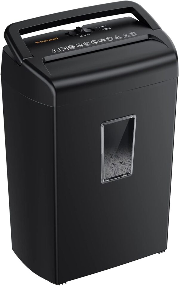 Bonsaii 10-Sheet Cross Cut Paper Shredder, 5.5 Gal Home Office Heavy Duty Shredder for Credit Card, Staple, Clip with Transparent Window(C209-D) - Image 2