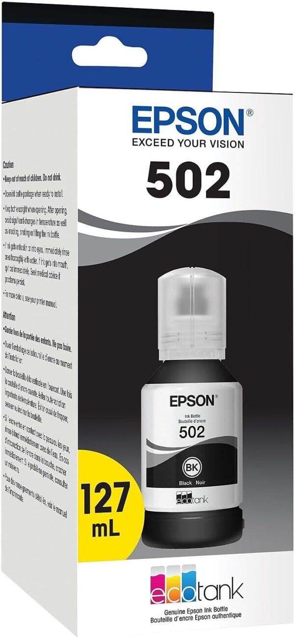 EPSON 502 EcoTank Ink Ultra-high Capacity Bottle Black Works with ET-2750, ET-2760, ET-2850, ET-3750, ET-3760, ET-3850, ET-4850, and other select EcoTank models - Image 2