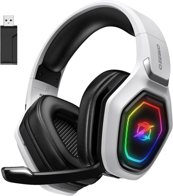 2.4GHz Wireless Gaming Headset for PC, PS5, PS4 - Lossless Audio USB & Type-C Ultra Stable Gaming Headphones with Flip Microphone, 30-Hr Battery Gamer Headset for Switch, Laptop, Mobile, Mac