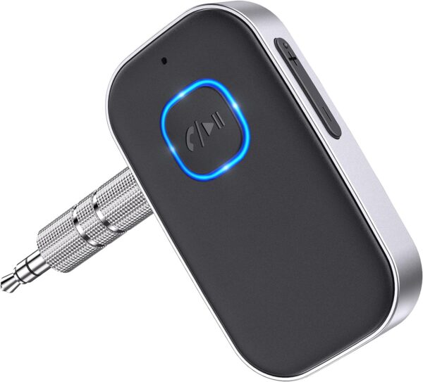 Bluetooth Receiver for Car, Noise Cancelling 3.5mm AUX Bluetooth Car Adapter, Wireless Audio Receiver for Home Stereo/Wired Headphones, Hands-Free Call, 16H Battery Life