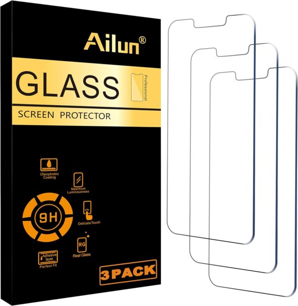 Glass Screen Protector for iPhone 14 / iPhone 13 / iPhone 13 Pro [6.1 Inch] Display 3 Pack Tempered Glass, Case Friendly