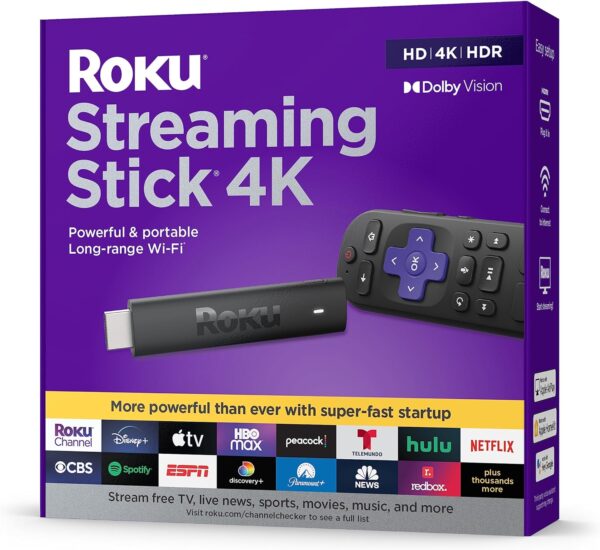 Streaming Stick - Portable 4K/HDR/Dolby Vision Streaming Device, Voice Remote, Free & Live TV