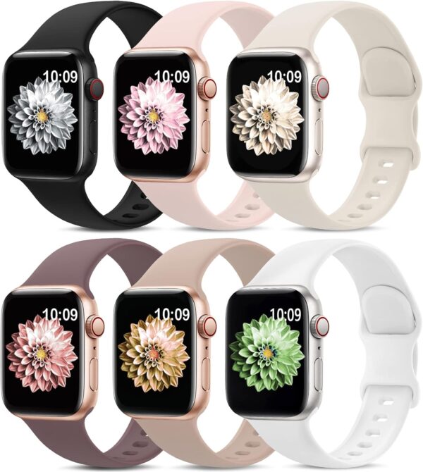 Sport Bands Compatible with Apple Watch Band 38mm 40mm 41mm 42mm 44mm 45mm 49mm,Soft Silicone Waterproof Strap Compatible with iWatch Apple Watch Series 9 Ultra 8 7 6 5 4 3 2 1 SE Women Men