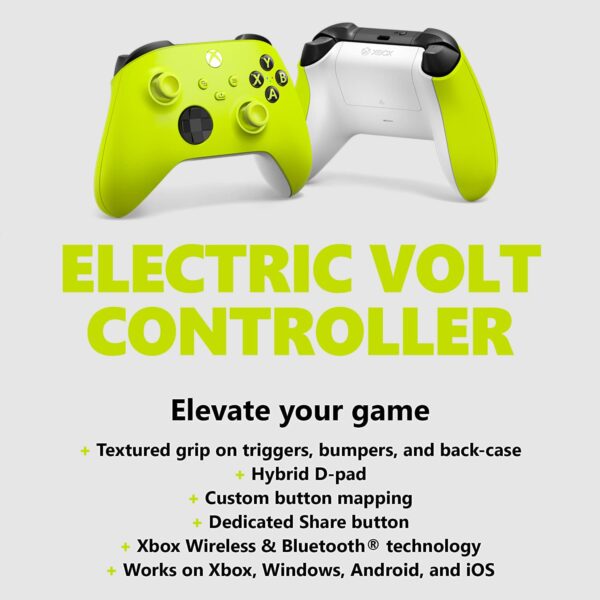 Core Wireless Gaming Controller – Electric Volt – Xbox Series X|S, Xbox One, Windows PC, Android, and iOS - Image 3