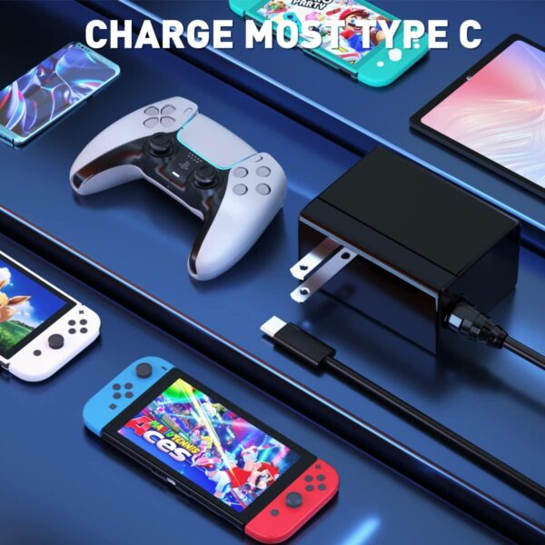 Charging Cable, AC Power Supply Adapter for Nintendo Switch/LITE/OLED Work as Original Nintendo Charger, Support Switch TV Dock Mode Output 15V2.6A USB C Charger - Image 3