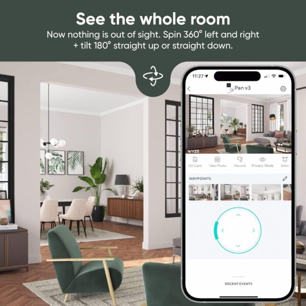 Indoor/Outdoor IP65-Rated 1080p Pan/Tilt/Zoom Wi-Fi Smart Home Security Camera with Motion Tracking for Baby & Pet, Color Night Vision, 2-Way Audio, Works with Alexa & Google Assistant - Image 3