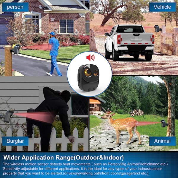 Wireless Driveway Alarm Outdoor Weather Resistant Motion Sensor&Detector-DIY Security Alert-Monitor&Protect Outdoor/Indoor - Image 3