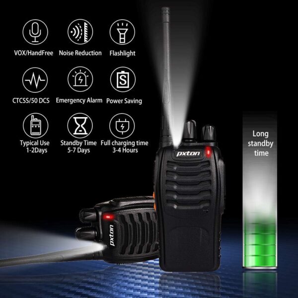 Walkie Talkies Long Range for Adults with Earpieces,16 Channel Walky Talky Rechargeable Handheld Two Way Radios with Flashlight - Image 3