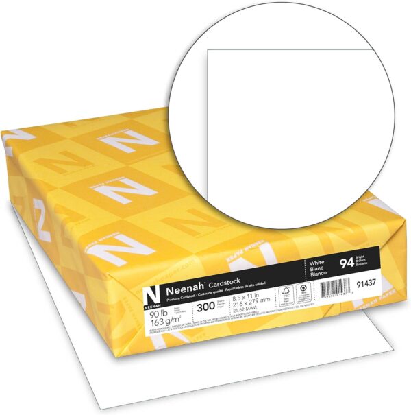 Neenah Index Cardstock, 8.5" x 11", 90 lb/163 gsm, White, Lightweight, 94 Brightness, 300 Sheets (91437) - Image 3