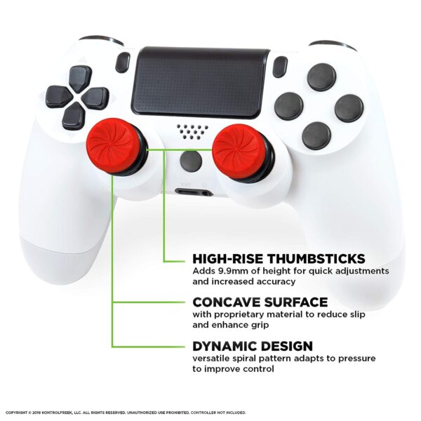 KontrolFreek FPS Freek Inferno for Playstation 4 (PS4) and Playstation 4 (PS5) Controller | Performance Thumbsticks | 2 High-Rise Concave | Red - Image 3