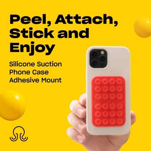 Silicone Suction Phone Case Adhesive Mount - Hands-Free, Strong Grip Holder for Selfies and Videos - Durable, Easy to Use - iPhone and Android Compatible - 2.25″ x 3.25″ - Image 3