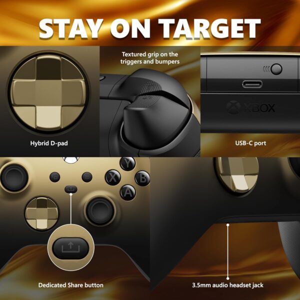 Special Edition Wireless Gaming Controller – Gold Shadow – Xbox Series X|S, Xbox One, Windows PC, Android, and iOS - Image 4