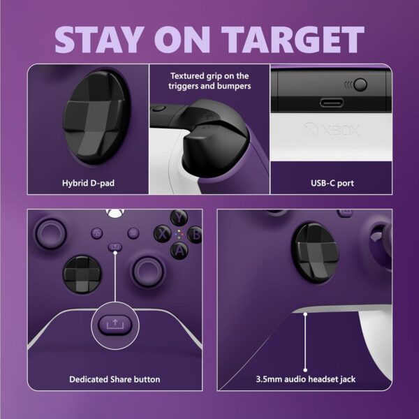 Core Wireless Gaming Controller – Astral Purple – Xbox Series X|S, Xbox One, Windows PC, Android, and iOS - Image 4