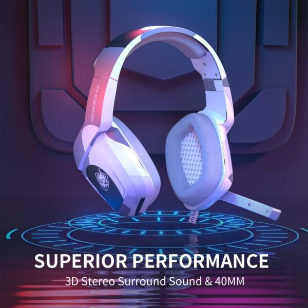 Gaming Headset for PS4, Xbox One, PC, Laptop, Mac, Nintendo Switch, 3.5MM PS4 Stereo Headset Over Ear Headphones with Noise-Cancelling Mic, Bass Surround - Camo - Image 4