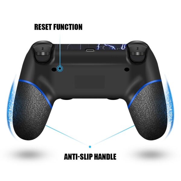 Wireless Controller for PS4, Custom Design V2 Gamepad Joystick for PS4 with Non-Slip Grip of Both Sides and 3.5mm Audio Jack! Thumb Caps Included! (Lightning) - Image 4