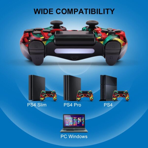 PS4 Controller Wireless, with USB Cable/1000mAh Battery/Dual Vibration/6-Axis Motion Control/3.5mm Audio Jack/Multi Touch Pad/Share Button, PS4 Controller Compatible with PS4/Slim/Pro/PC - Image 4