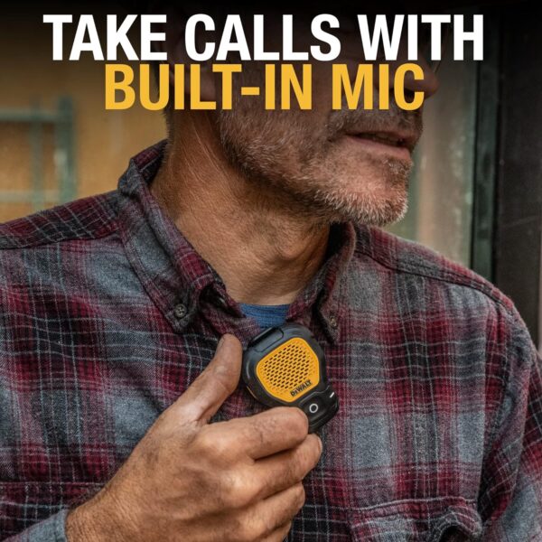 DEWALT Wearable Bluetooth Speaker — Magnetic Clip-On Wireless Jobsite Pro Water-Resistant Portable Speaker - Image 5