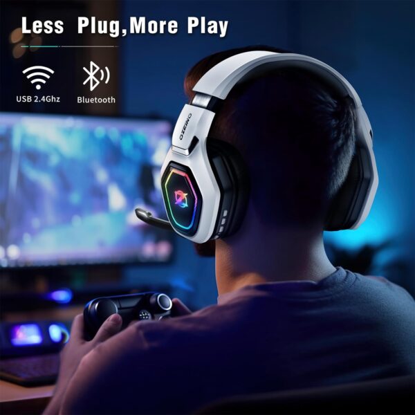 2.4GHz Wireless Gaming Headset for PC, PS5, PS4 - Lossless Audio USB & Type-C Ultra Stable Gaming Headphones with Flip Microphone, 30-Hr Battery Gamer Headset for Switch, Laptop, Mobile, Mac - Image 5