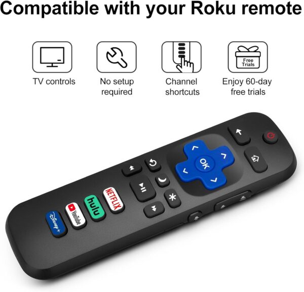 Replacement Remote Control Only for Roku TV, Compatible for TCL Roku/Hisense Roku/Onn Roku/Philips Roku Smart TVs - Image 5