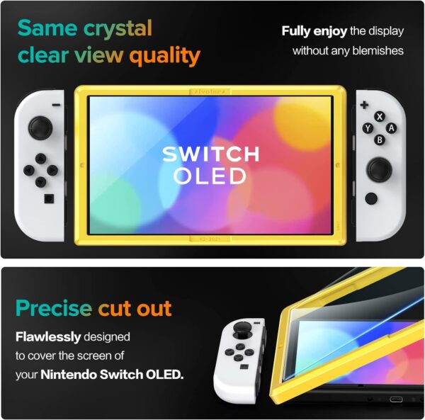 Tempered Glass Screen Protector Designed for Nintendo Switch OLED Model 2021&2023 with [Alignment Frame] Transparent HD Clear[Updated Version] Screen Protector for Switch - Image 6