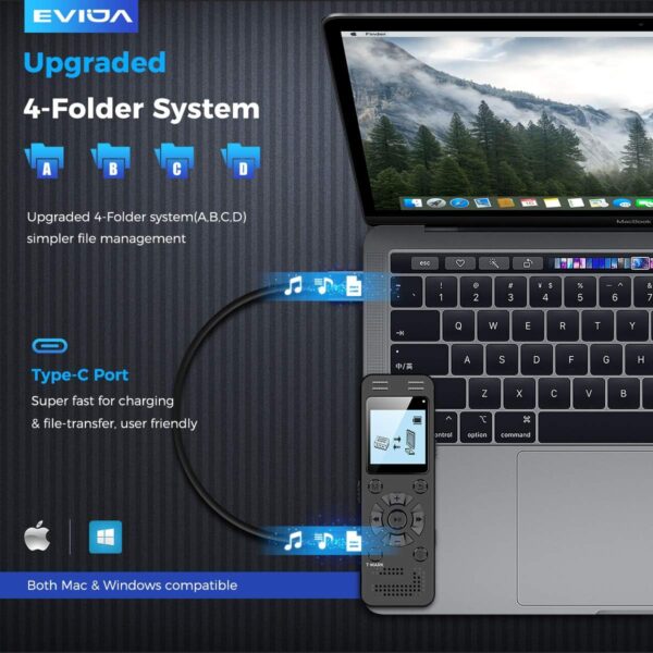 128GB Digital Voice Recorder for Lectures Meetings - EVIDA 9296 Hours Voice Activated Recording Device Audio Recorder with Playback,Password - Image 6