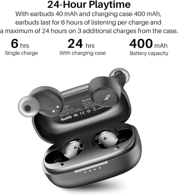 Mini Wireless Earbuds Bluetooth 5.3 in Ear Light-Weight Headphones Built-in Microphone, IPX5 Waterproof, Immersive Premium Sound Long Distance Connection Headset with Charging Case, Black - Image 6