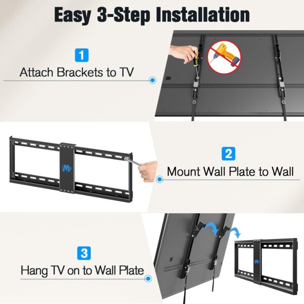 Dream UL Listed TV Mount for Most 37-75 Inch TV, Universal Tilt TV Wall Mount Fit 16", 18", 24" Stud with Loading Capacity 132lbs, Max Vesa 600 x 400mm, Low Profile Flat Wall Mount Bracket - Image 6