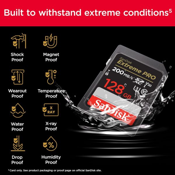 128GB Extreme PRO SDXC UHS-I Memory Card - C10, U3, V30, 4K UHD, SD Card - Image 5