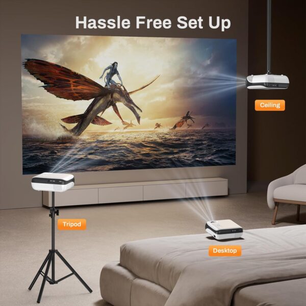 Bluetooth Projector with 100" Screen, Portable Outdoor Movie Projector, Mini Projector for Home Bedroom, Compatible with Smartphone,HDMI,USB,AV,Fire Stick,PS5 - Image 7