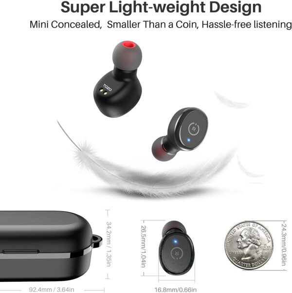 TOZO T10 Bluetooth 5.3 Wireless Earbuds with Wireless Charging Case IPX8 Waterproof Stereo Headphones in Ear Built in Mic Headset Premium Sound with Deep Bass for Sport - Image 7