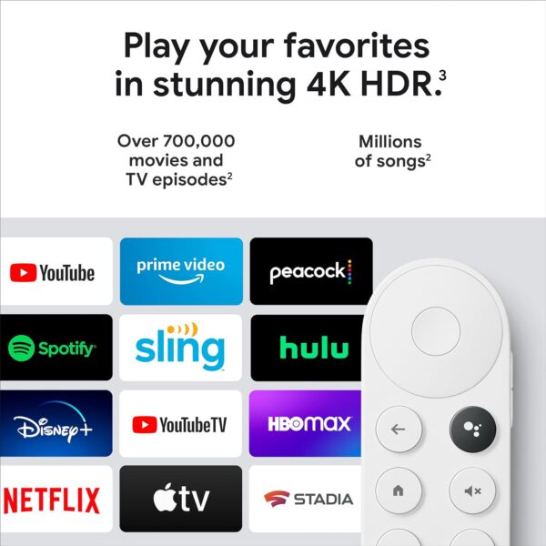 Google Chromecast with Google TV (4K)- Streaming Stick Entertainment with Voice Search - Watch Movies, Shows, and Live TV in 4K HDR - Snow - Image 7