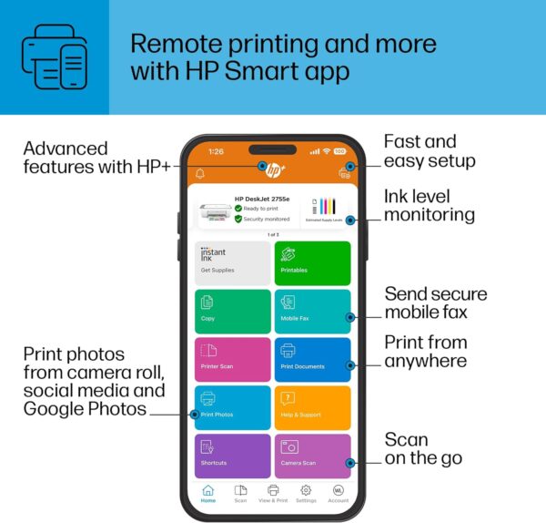 Wireless Color inkjet-printer, Print, scan, copy, Easy setup, Mobile printing, Best-for home, Instant Ink with HP+ - Image 7