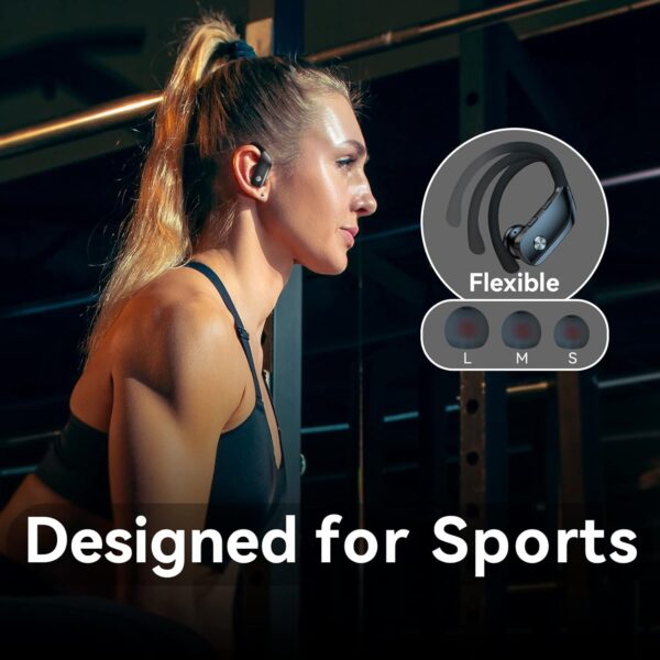 Wireless Earbuds Bluetooth Headphones 48hrs Play Back Sport Earphones with LED Display Over-Ear Buds with Earhooks Built-in Mic Headset for Workout Black - Image 7